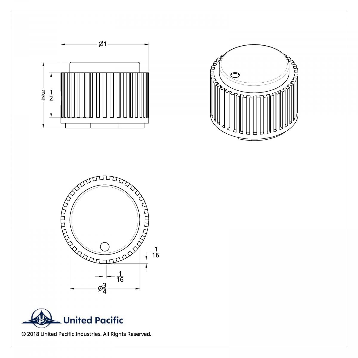 Chrome Plastic 1" Diameter Control Knob - Thumbnail 8