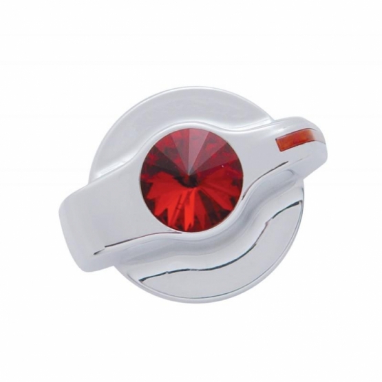 Chrome Plastic A/C Control Knob With Crystal - Red Crystal
