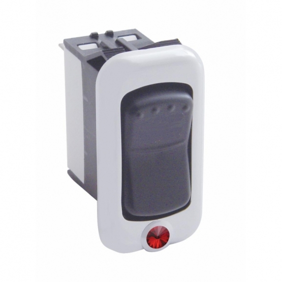 Rocker Switch Bezel For Peterbilt/ Kenworth With Red Crystal (3-Pack) - Thumbnail 2