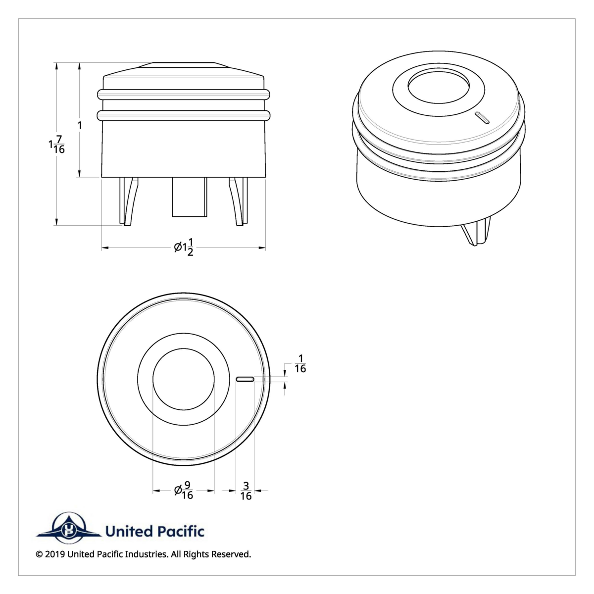 Deluxe Signature A/C Control Knob For Peterbilt - Blue Crystal - Thumbnail 4