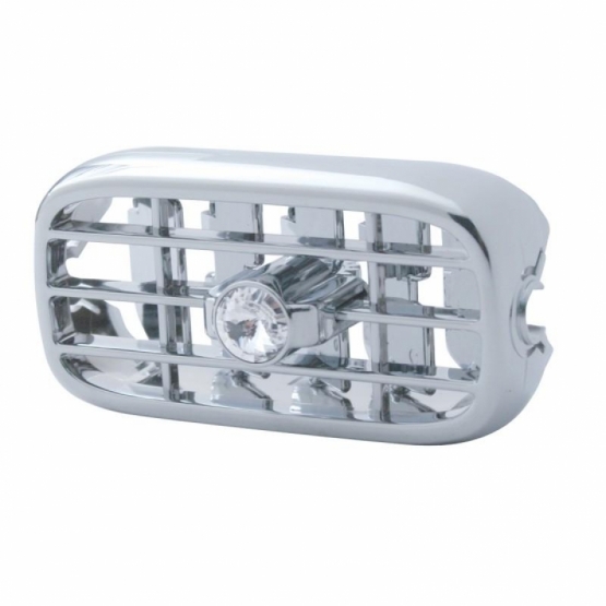Chrome Plastic A/C Vent With Color Crystal For Peterbilt (2006+) - Clear Crystal