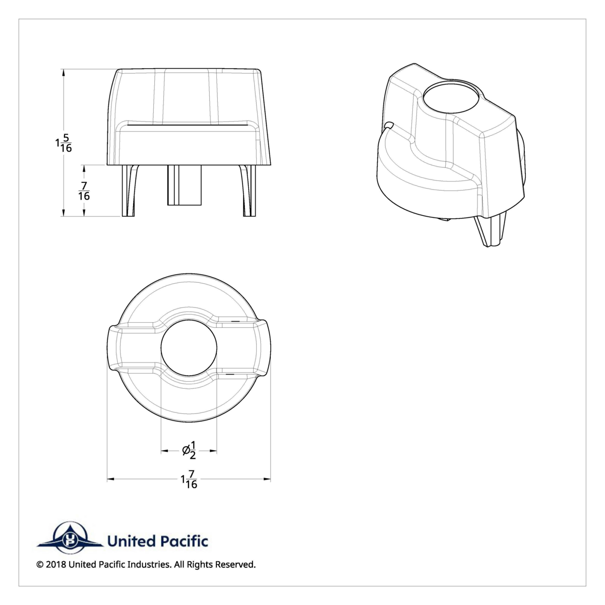 Wiper Dial Knob For Kenworth - Blue Crystal - Thumbnail 3