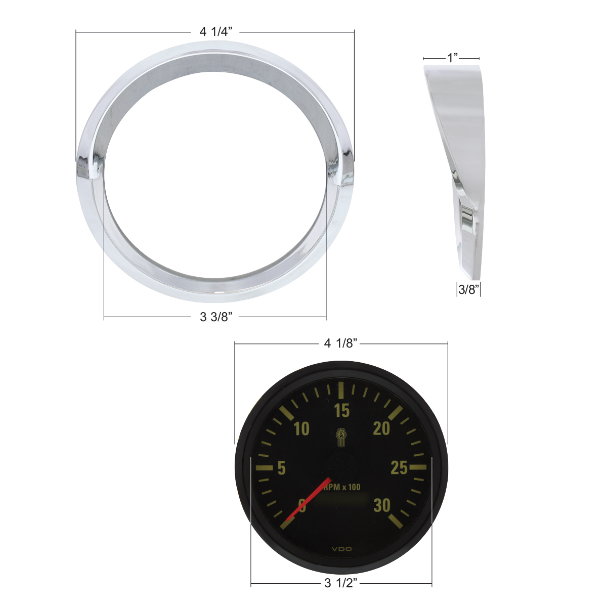 Chrome Speed/Tachometer Gauge Bezel For Australian Kenworth - Thumbnail 5