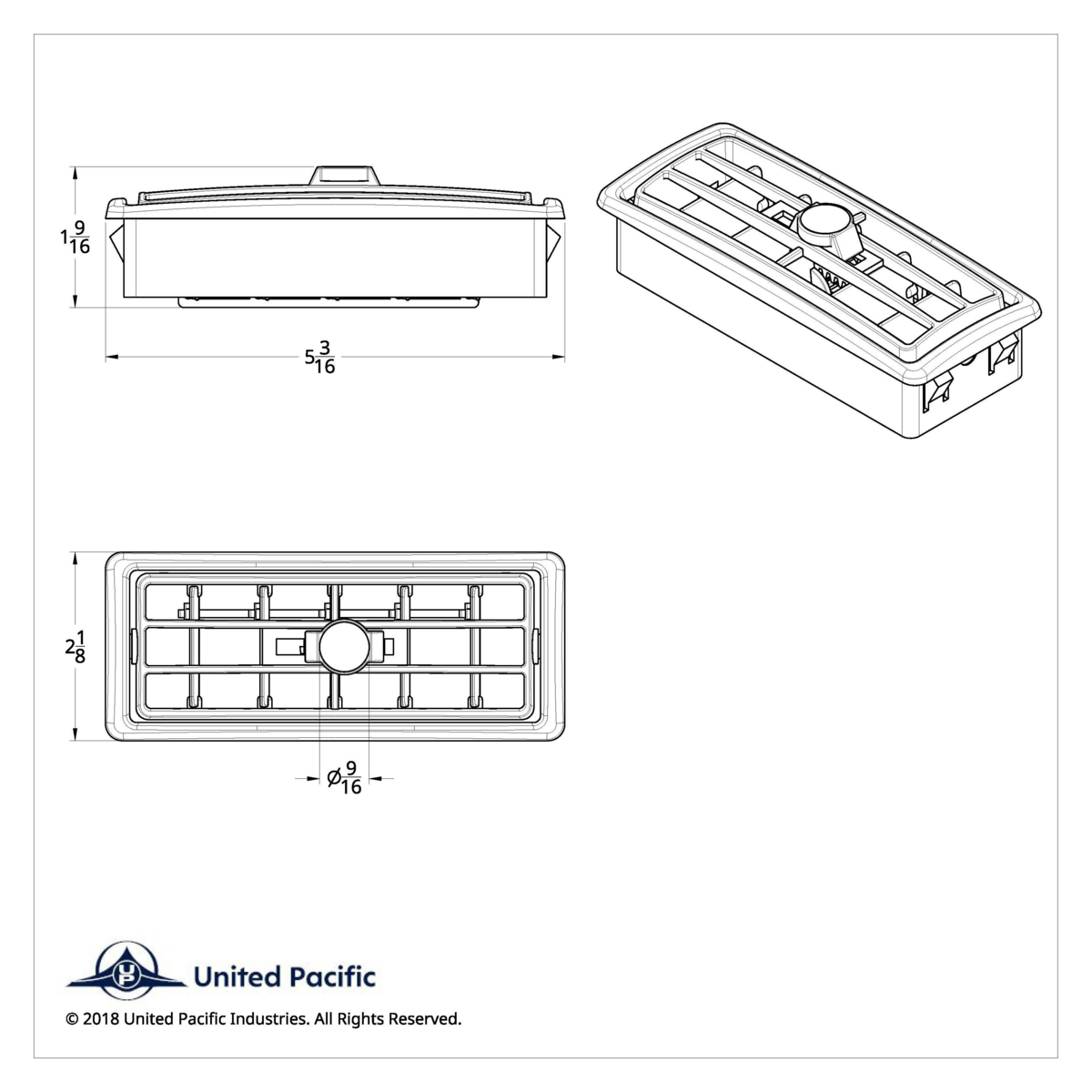 Chrome Plastic A/C Vent With Crystal For 2002-2005 Kenworth - Center - Clear Crystal - Thumbnail 3