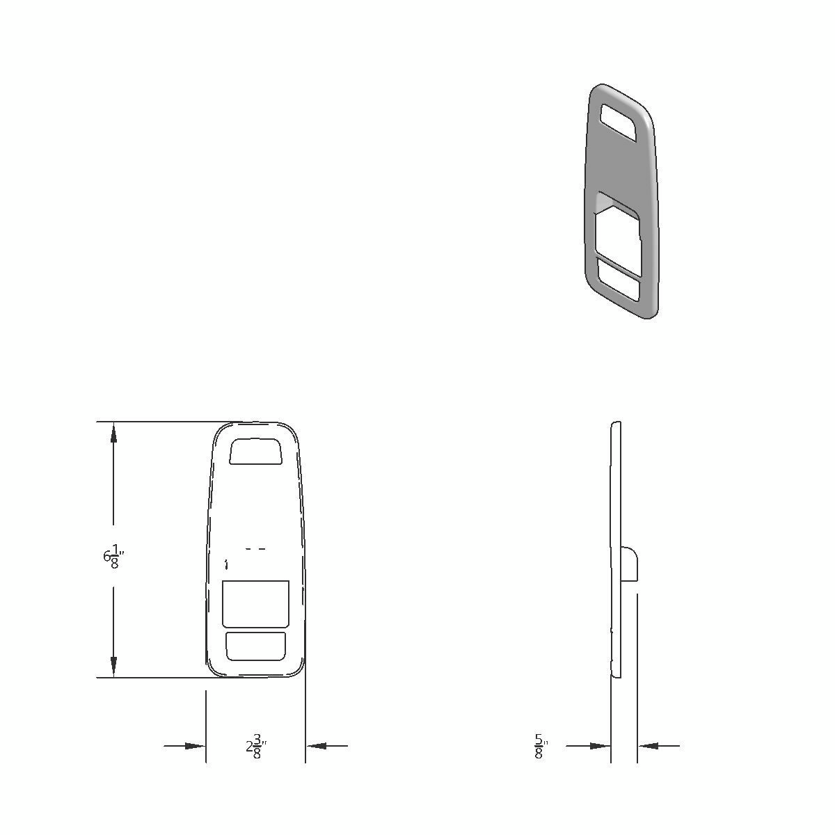 Chrome Plastic Door Switch Cover For 2013-2024 Kenworth T680-Driver (Without Power Mirrors) - Thumbnail 6