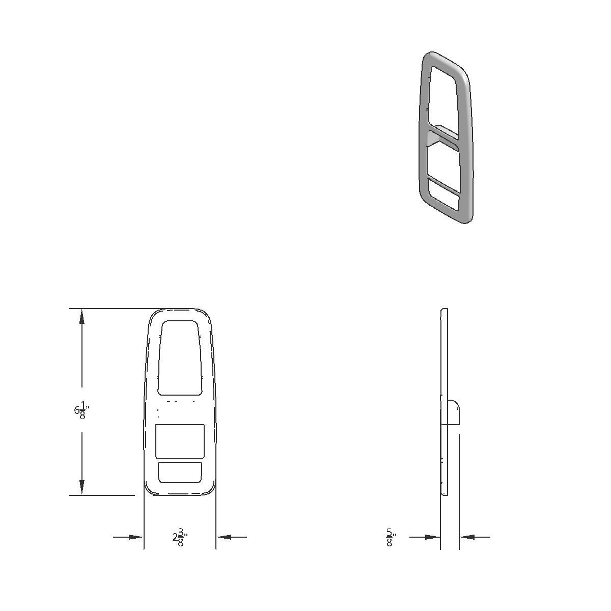 Chrome Plastic Door Switch Cover For 2013-2024 Kenworth T680-Driver (With Power Mirrors) - Thumbnail 6