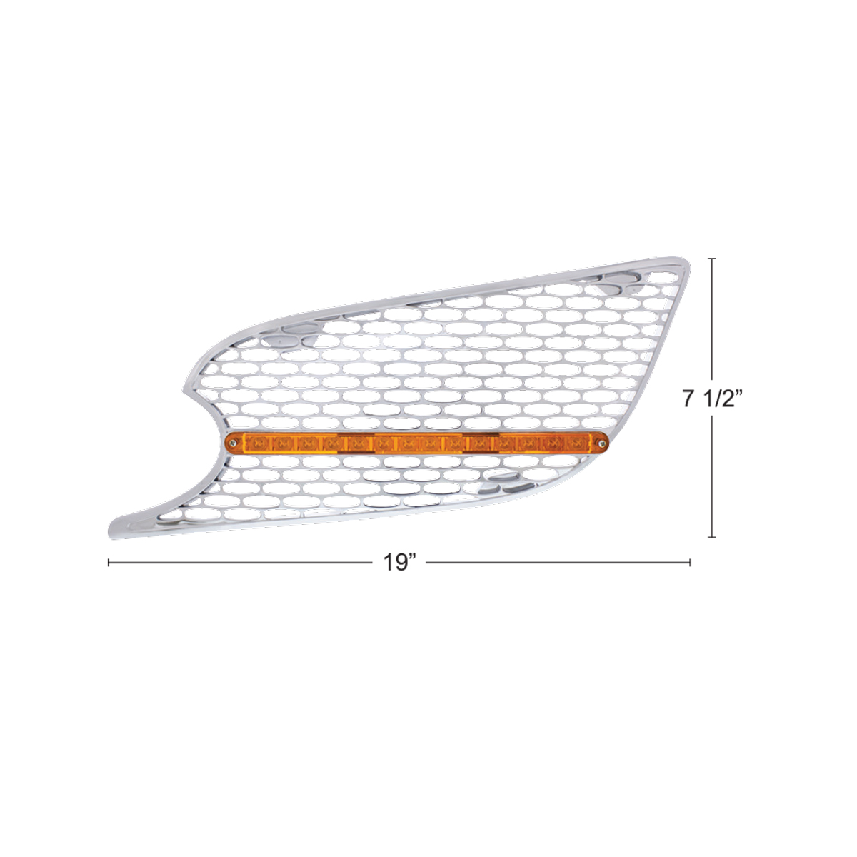 Chrome Air Intake Grille With LED Light For 2012-2021 Peterbilt 579 (Driver) - Amber LED/Amber Lens - Thumbnail 4