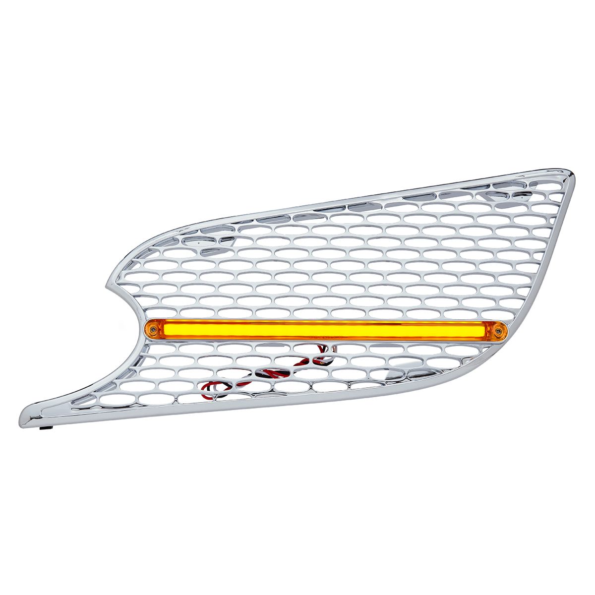 Chrome Air Intake Grille With LED GloLight For 2012-2021 Peterbilt 579 (Driver) - Amber LED/Amber Lens