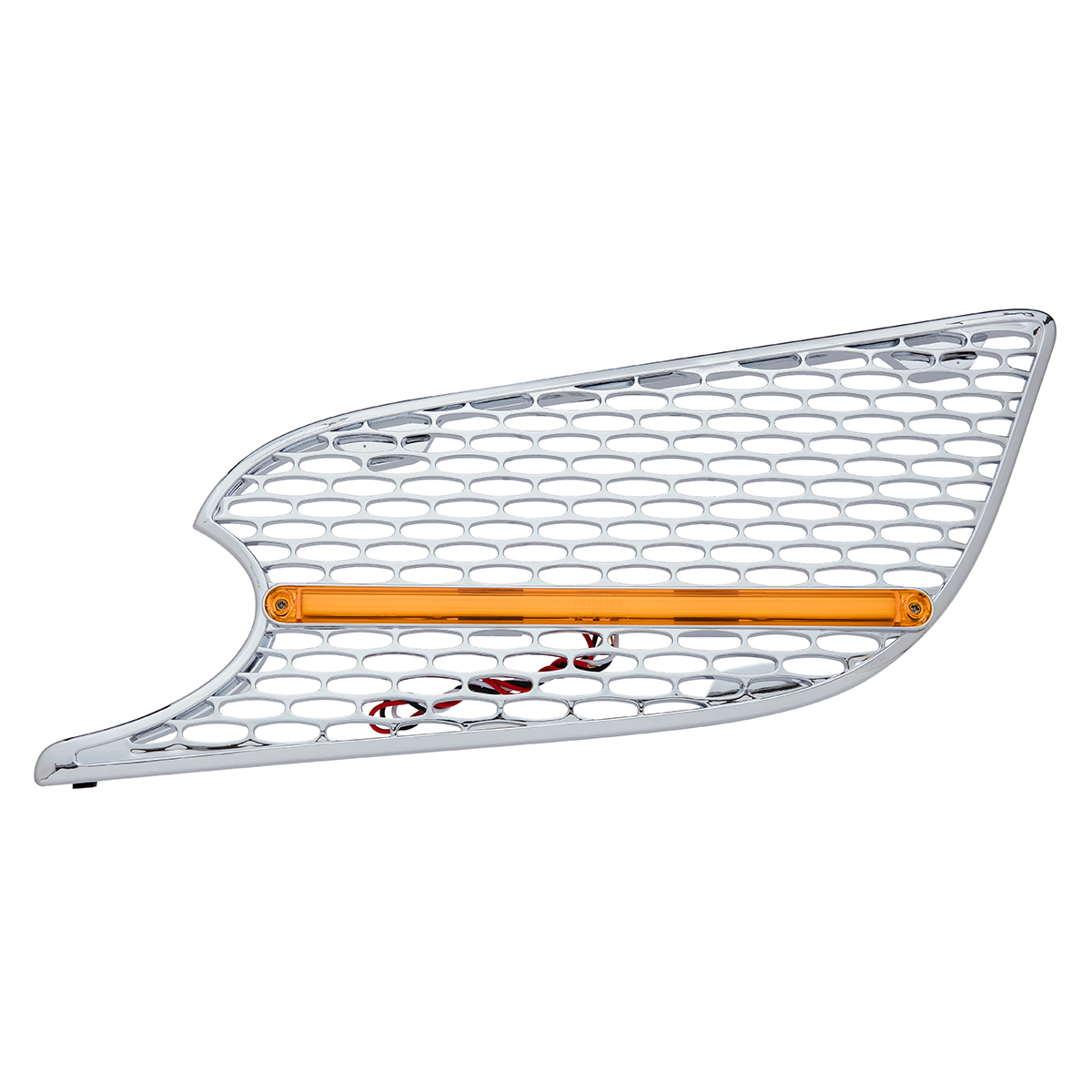 Chrome Air Intake Grille With LED GloLight For 2012-2021 Peterbilt 579 (Driver) - Amber LED/Amber Lens - Thumbnail 2