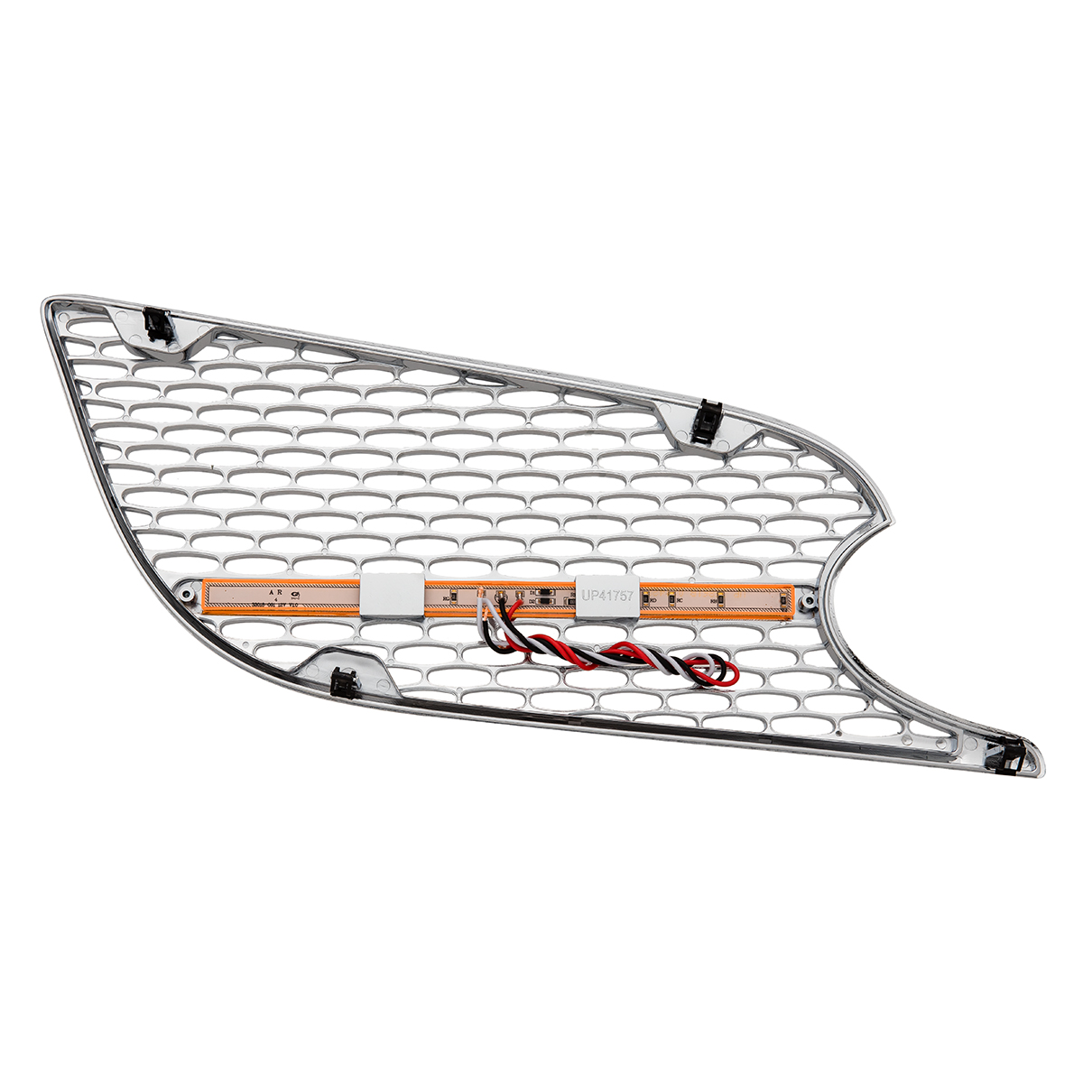 Chrome Air Intake Grille With LED GloLight For 2012-2021 Peterbilt 579 (Driver) - Amber LED/Amber Lens - Thumbnail 3