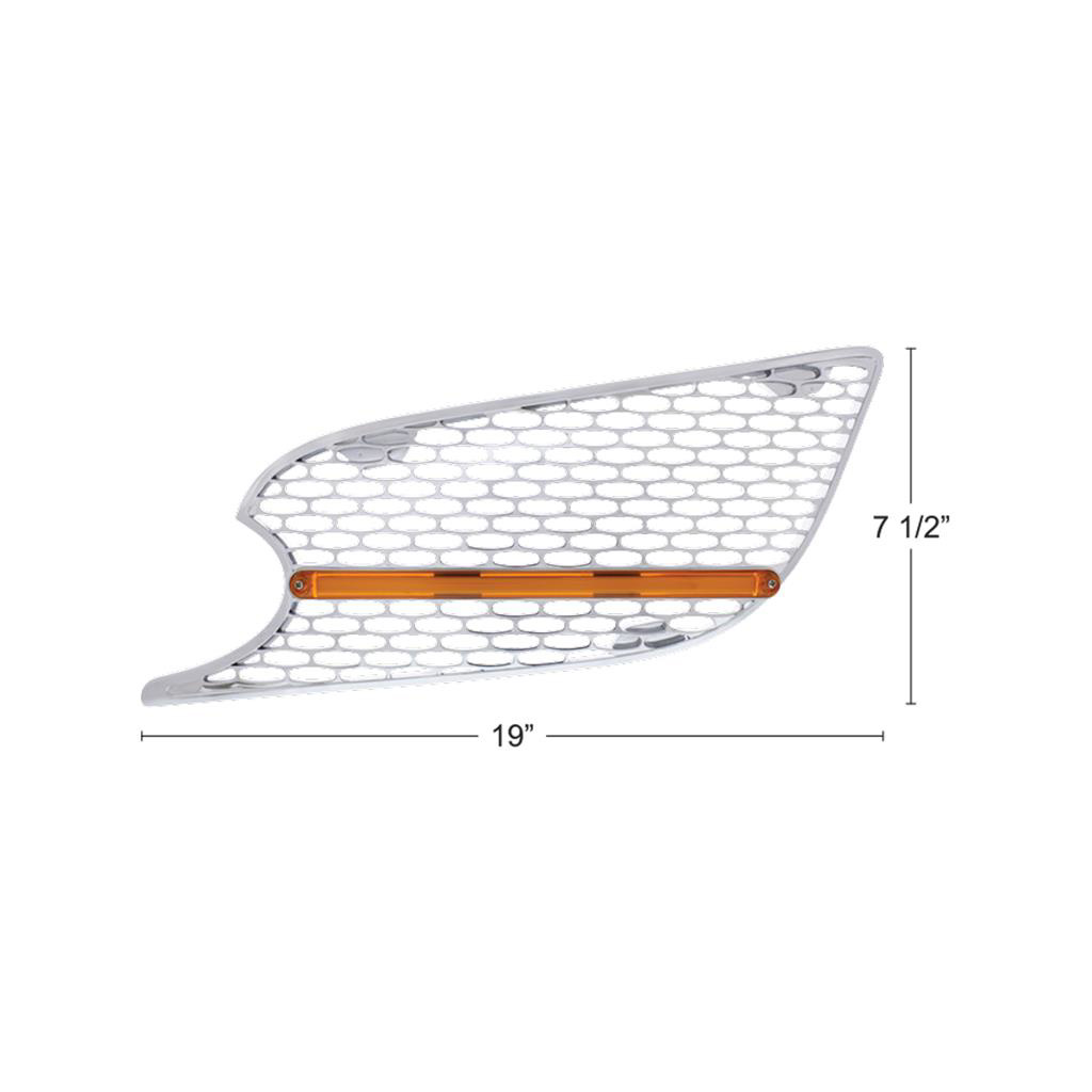 Chrome Air Intake Grille With LED GloLight For 2012-2021 Peterbilt 579 (Driver) - Amber LED/Amber Lens - Thumbnail 6