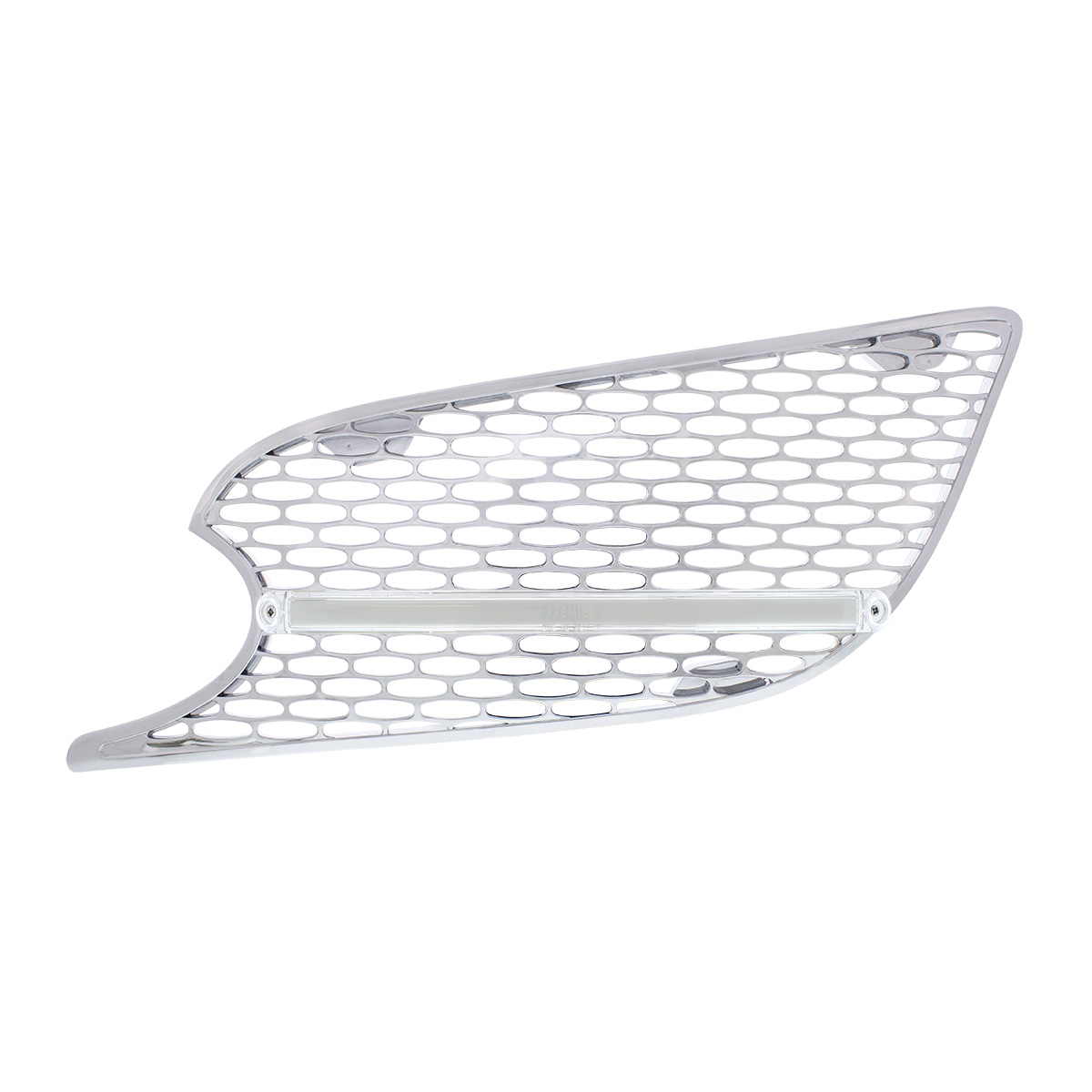 Chrome Air Intake Grille With LED GloLight For 2012-2021 Peterbilt 579 (Driver) - Amber LED/Clear Lens - Thumbnail 2