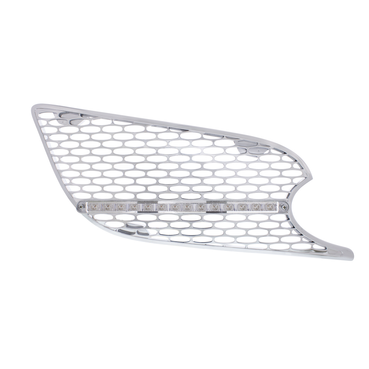 Chrome Air Intake Grille With LED Light For 2012-2021 Peterbilt 579 (Passenger) - Amber LED/Clear Lens - Thumbnail 6