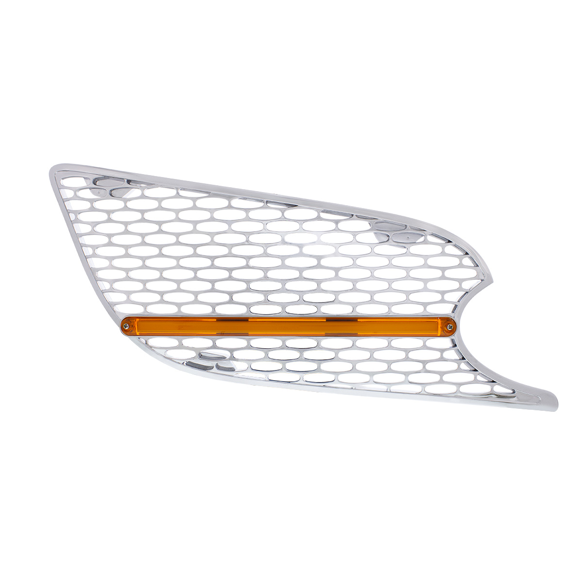Chrome Air Intake Grille With LED GloLight For 2012-2021 Peterbilt 579 (Passenger) - Amber LED/Amber Lens - Thumbnail 2