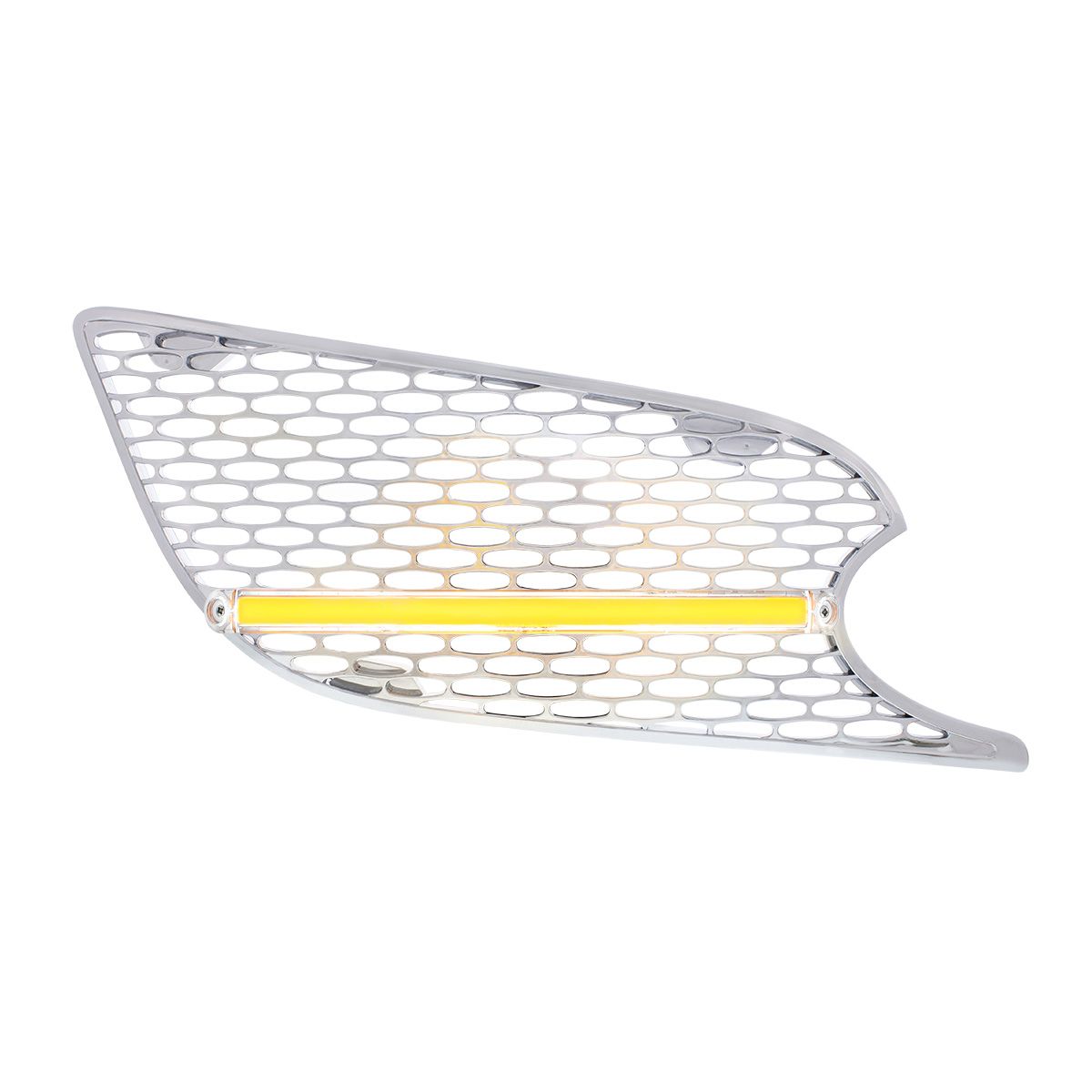 Chrome Air Intake Grille With LED GloLight For 2012-2021 Peterbilt 579 (Passenger) - Amber LED/Clear Lens