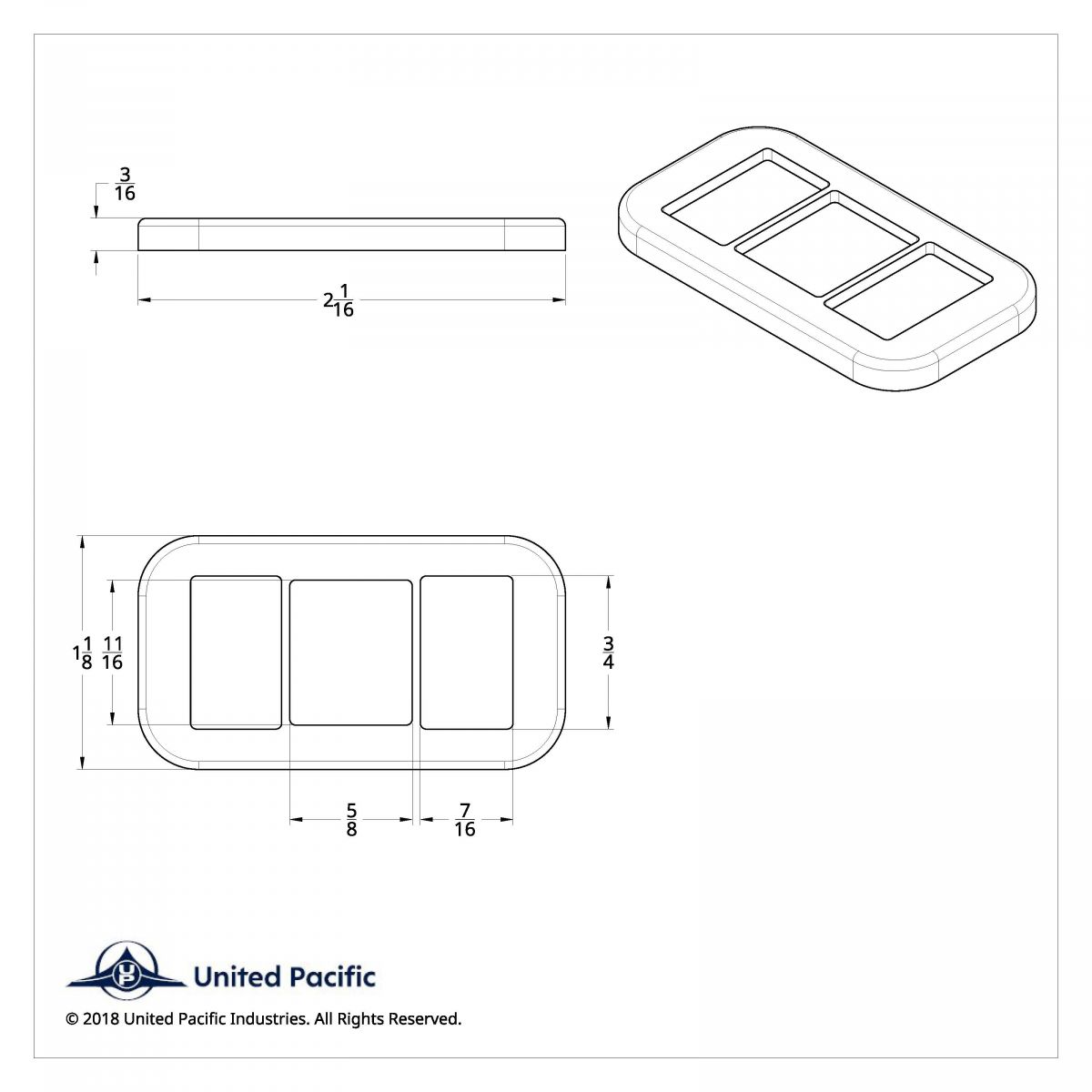 Rocker Switch Cover With 3 Openings For Freightliner (3-Pack) - Thumbnail 2