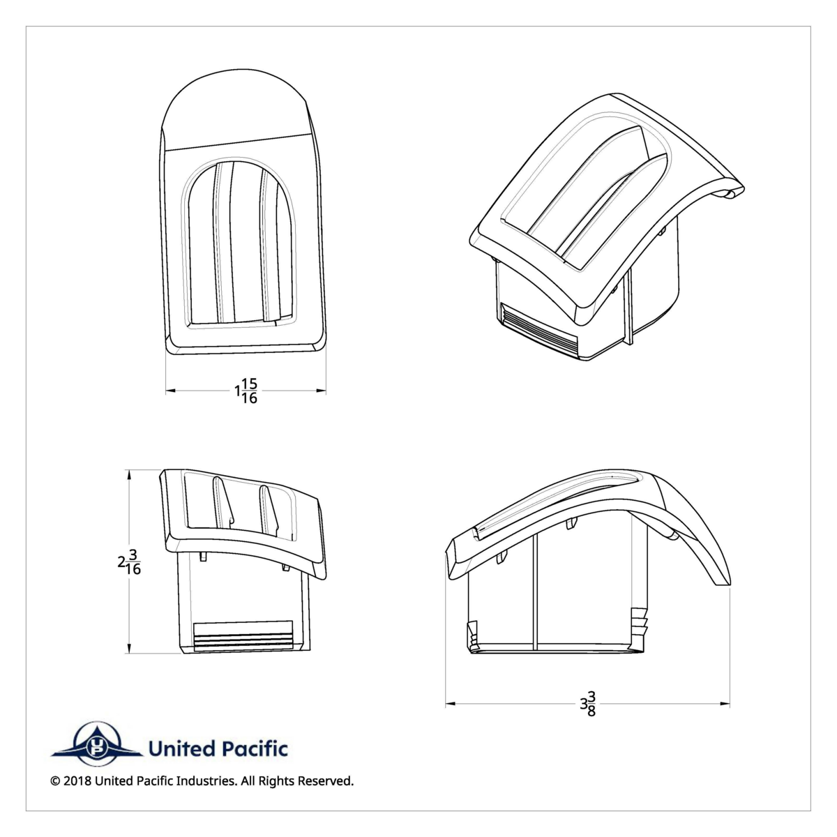 Chrome Plastic A/C Vent For 2008-2017 Freightliner Cascadia - Driver/Fixed - Thumbnail 6
