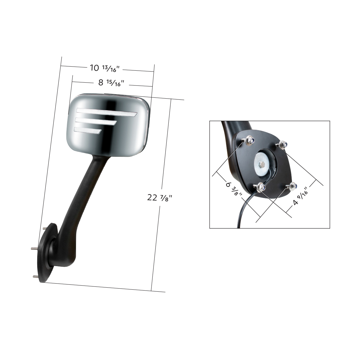 Chrome Hood Mirror Assembly With Sequential LED Turn Signal For 2008-2017 Freightliner Cascadia - Driver - Thumbnail 8