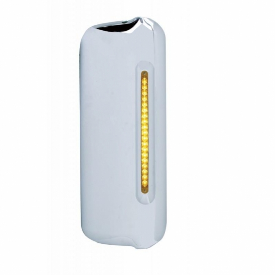 Mirror Cover With 19 LED 12" Reflector Light Bar For 2005+ Freightliner  (Passenger) - Amber LED/Amber Lens