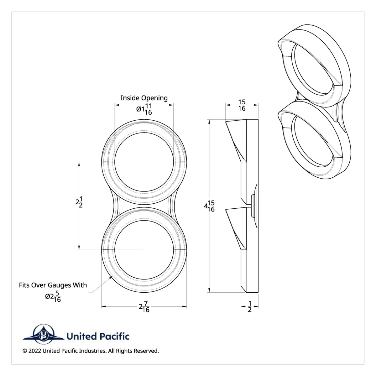 Small 2 Gauge Cluster Bezel With Visors For 2008-2017 Freightliner Cascadia - Vertical - Thumbnail 7