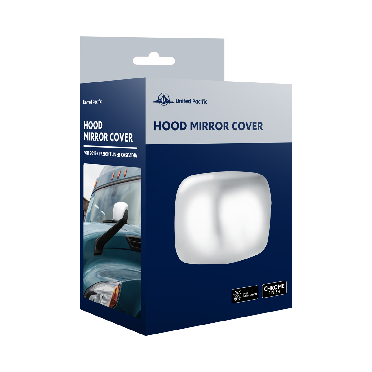 Chrome Plastic Hood Mirror Cover For 2018-2025 Freightliner Cascadia-Passenger - Thumbnail 6