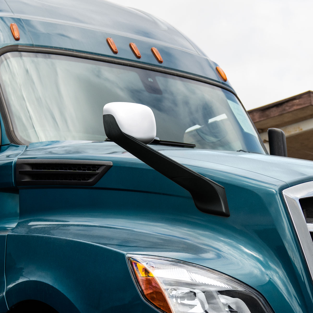 Chrome Plastic Hood Mirror Cover For 2018-2025 Freightliner Cascadia-Passenger - Thumbnail 7