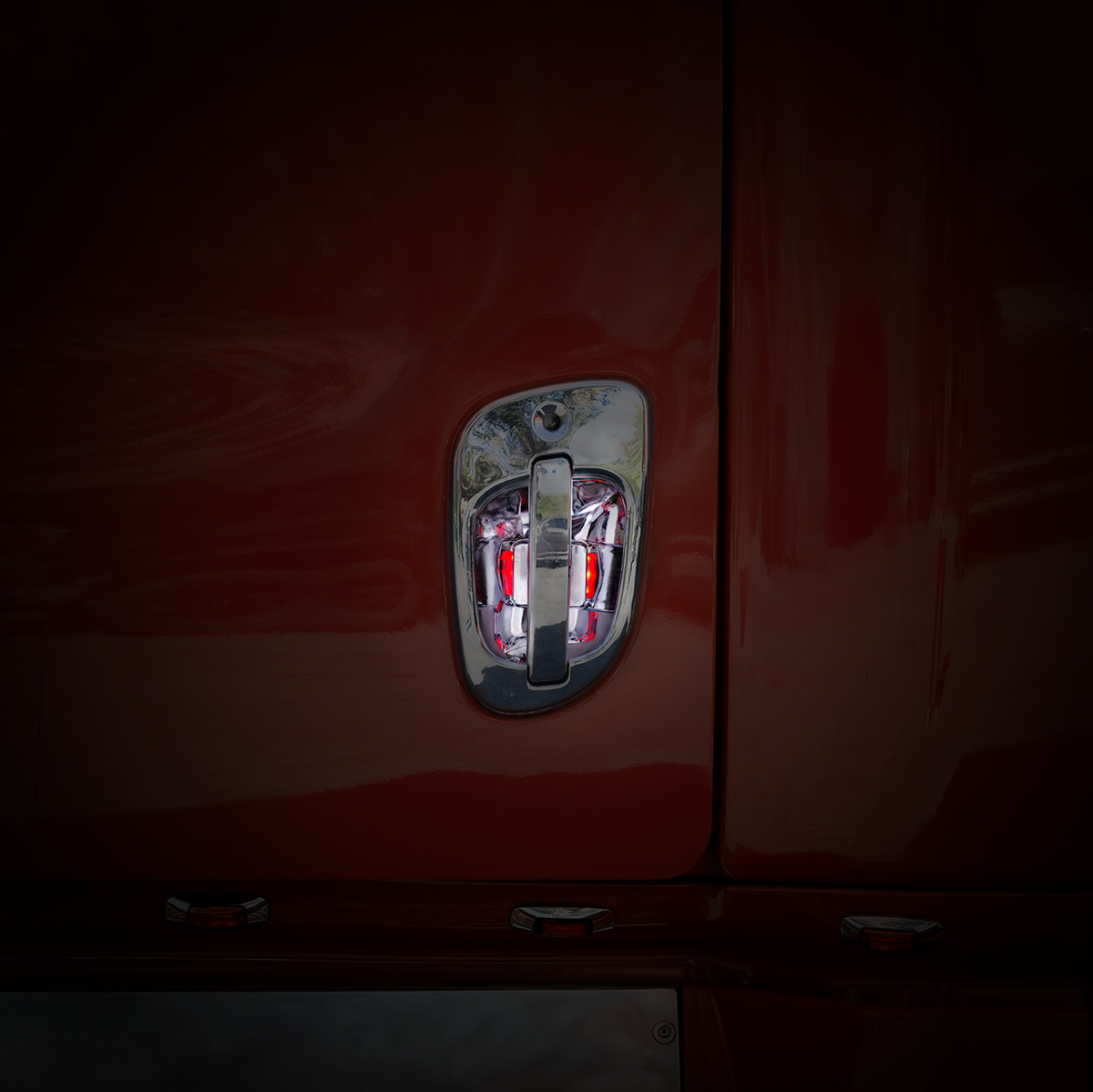 6 Red LED Chrome Door Handle Cover for Freightliner - Driver - Thumbnail 4