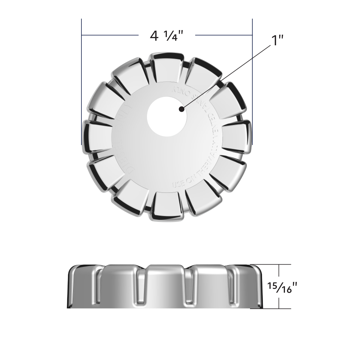 Chrome Plastic Fuel Cap Cover For Kenworth - Locking - Thumbnail 7