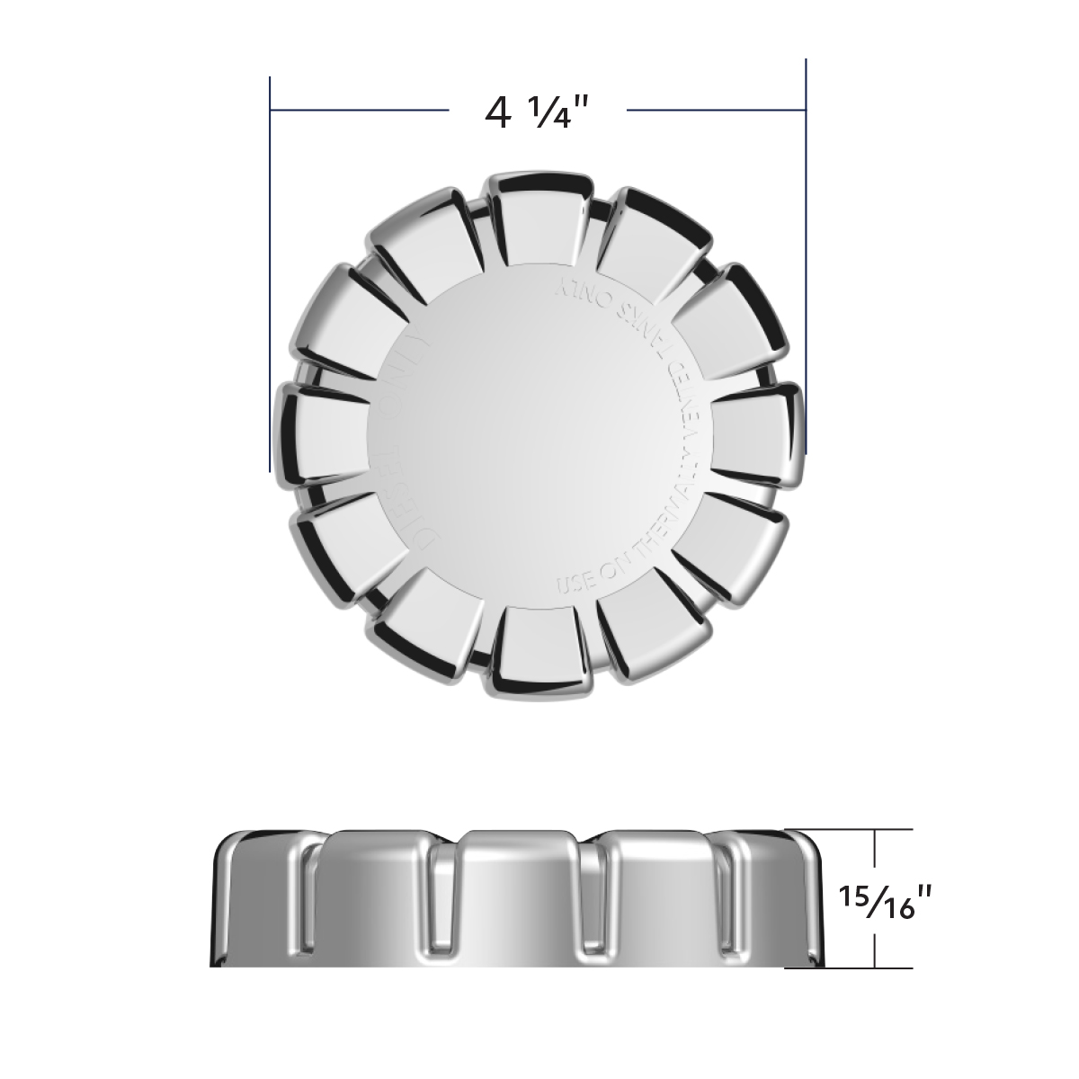 Chrome Plastic Fuel Cap Cover For Kenworth - Non-Locking - Thumbnail 7