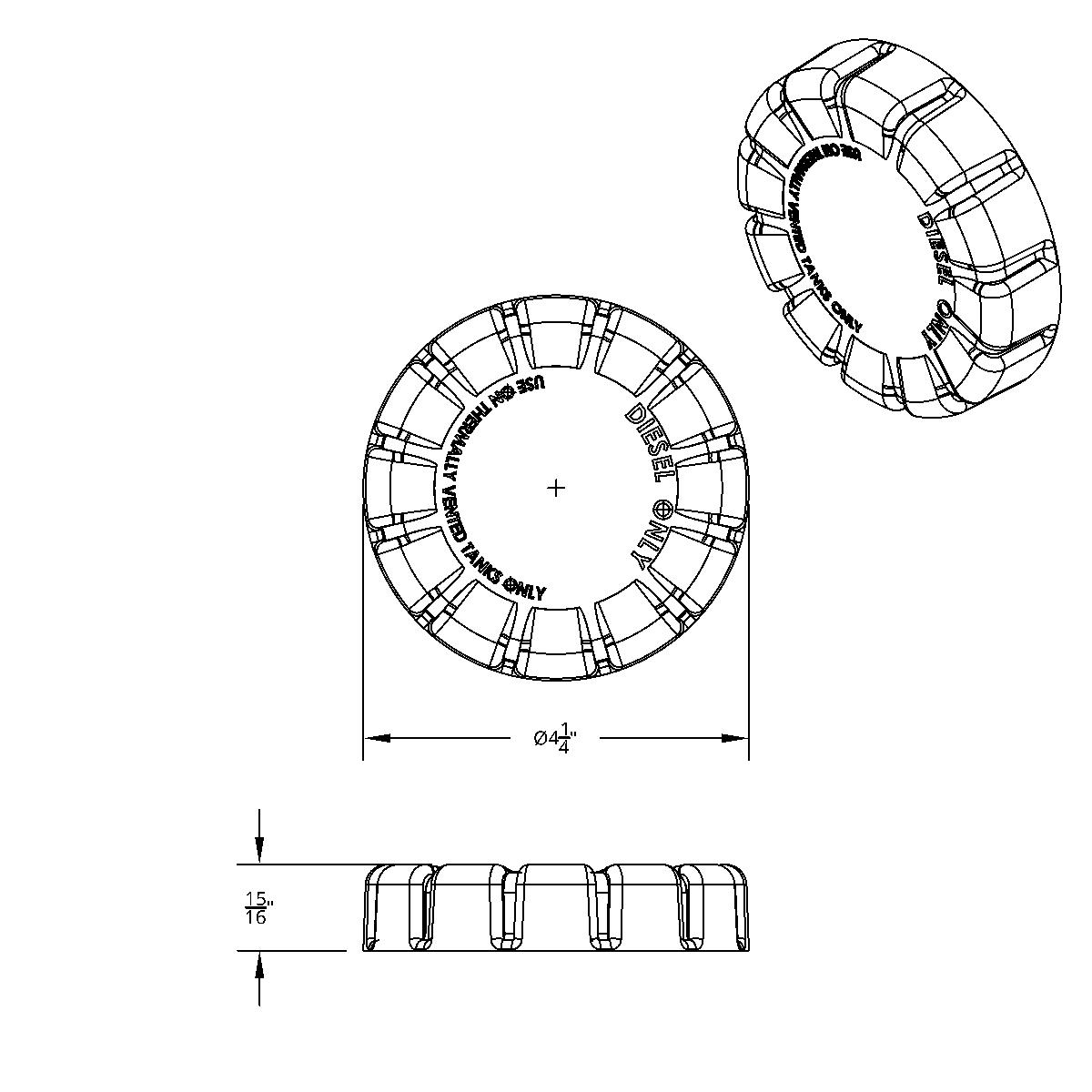 Chrome Plastic Fuel Cap Cover For Kenworth - Non-Locking - Thumbnail 8