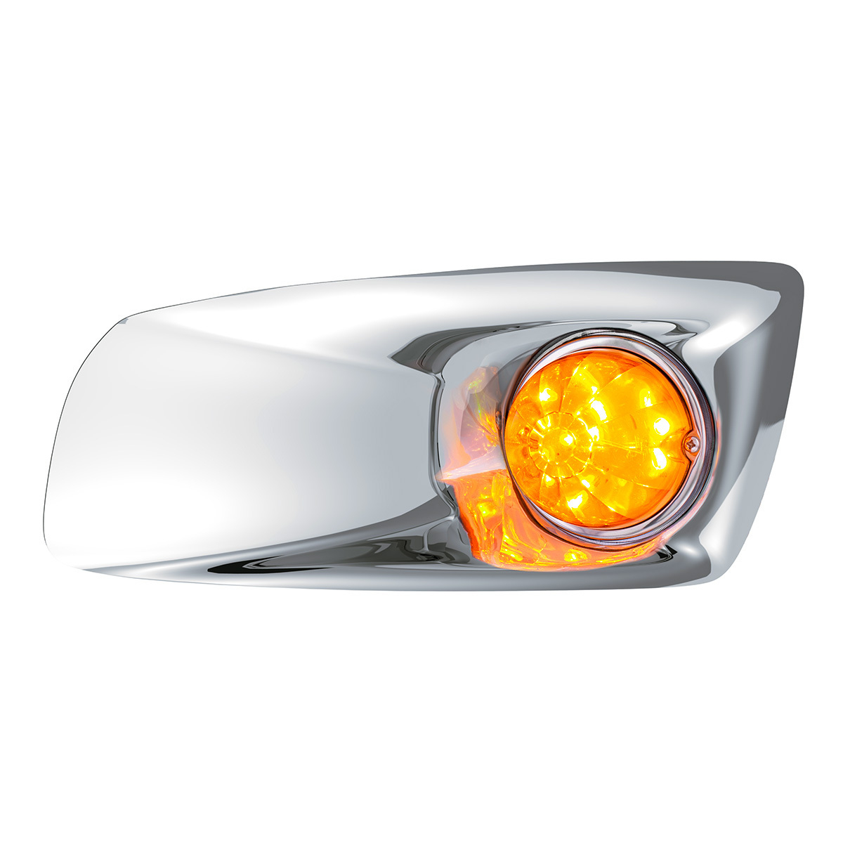 Fog Light Cover With 17 LED Watermelon Light For 2007-17 KW T660 (Driver) - Amber LED/ Amber Lens - Thumbnail 3
