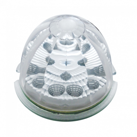 Fog Light Cover With 17 Amber LED Reflector Watermelon Lights For 2007-17 KW T660- Driver -Clear Lens - Thumbnail 2