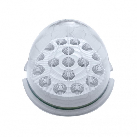 Fog Light Cover With Amber LED Clear Style Reflector Light & Visor For 2007-17 KW T660- Driver -Clear Lens - Thumbnail 2