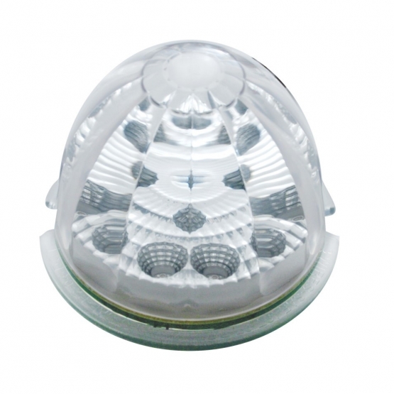 Fog Light Cover With Amber LED Reflector Watermelon Light & Visor For 2007-17 KW T660- Driver -Clear Lens - Thumbnail 2