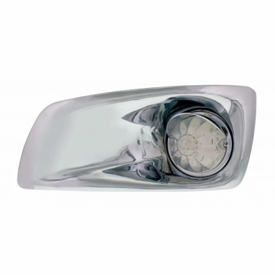 Fog Light Cover With Amber LED Hi/Lo Watermelon Light & Visor For 2007-17 KW T660- Driver -Clear Lens