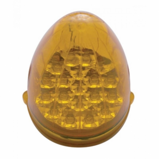 Fog Light Cover With 19 LED Reflector Light & Visor For 2007-17 KW T660 (Driver) - Amber LED/ Amber Lens - Thumbnail 2