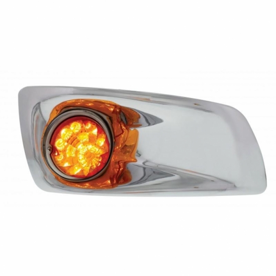 Fog Light Cover With 17 Amber LED Reflector Watermelon Lights For 2007-17 KW T660- Passenger -Amber Lens