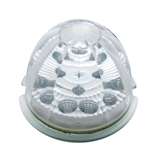 Fog Light Cover With 17 Amber LED Reflector Watermelon Lights For 2007-17 KW T660- Passenger -Clear Lens - Thumbnail 2