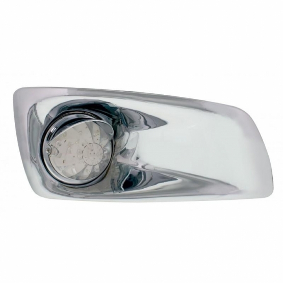 Fog Light Cover With Amber LED Watermelon Light & Visor For 2007-17 KW T660- Passenger -Clear Lens