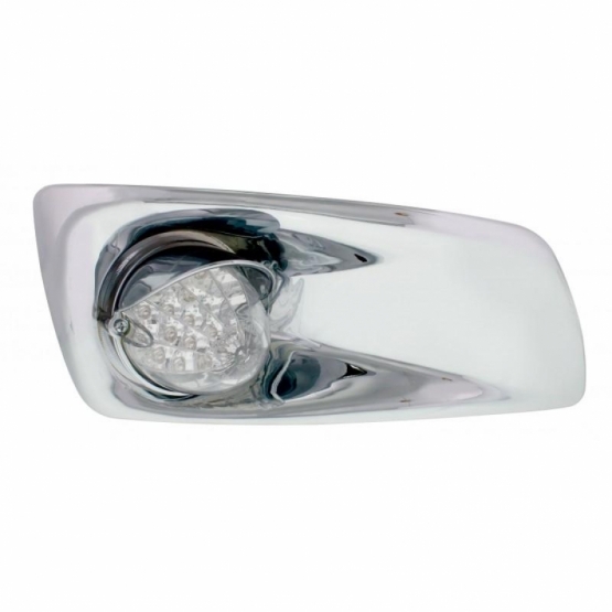 Fog Light Cover With 19 LED Reflector Light & Visor For 2007-17 KW T660 (Passenger) - Amber LED/ Clear Lens