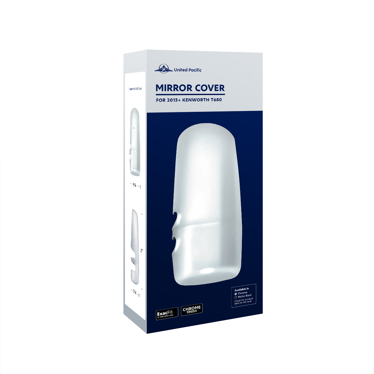 Chrome Mirror Cover For 2013-2025 Kenworth T680-Driver - Thumbnail 6