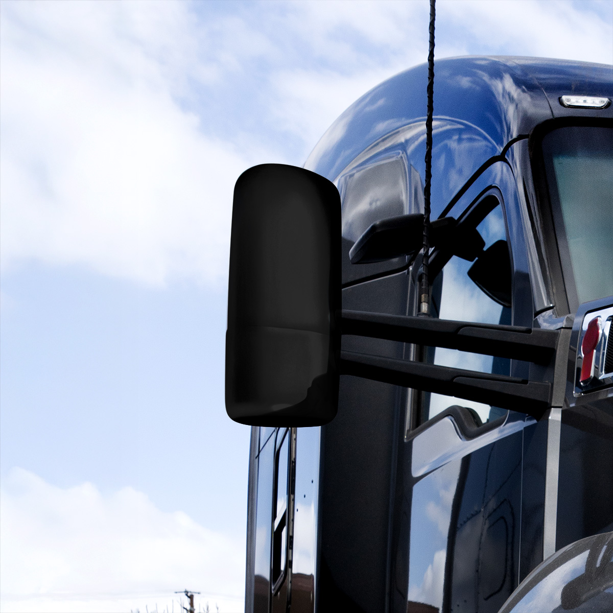 Matte Black Mirror Cover For 2013-2025 Kenworth T680-Driver - Thumbnail 7
