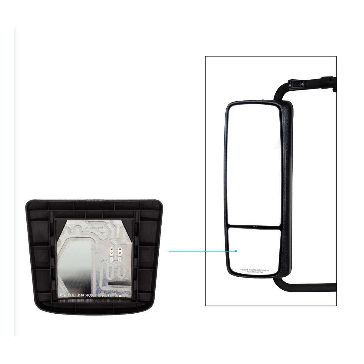 Auxiliary Convex Mirror For 2004-2012 Volvo VNL - Heated - Thumbnail 3