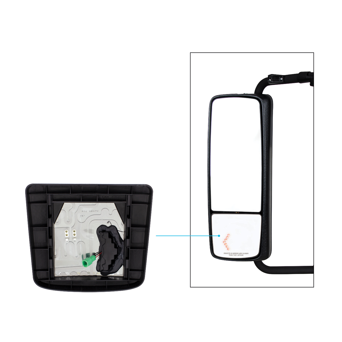 Heated Auxiliary Convex Mirror With LED Turn Signal For 2012-2017 Volvo VNL - Driver - Thumbnail 4