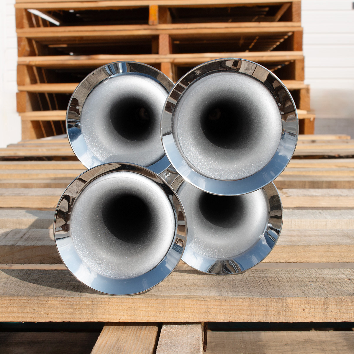 4 Trumpet Mini Train Horn-Chrome - Thumbnail 14