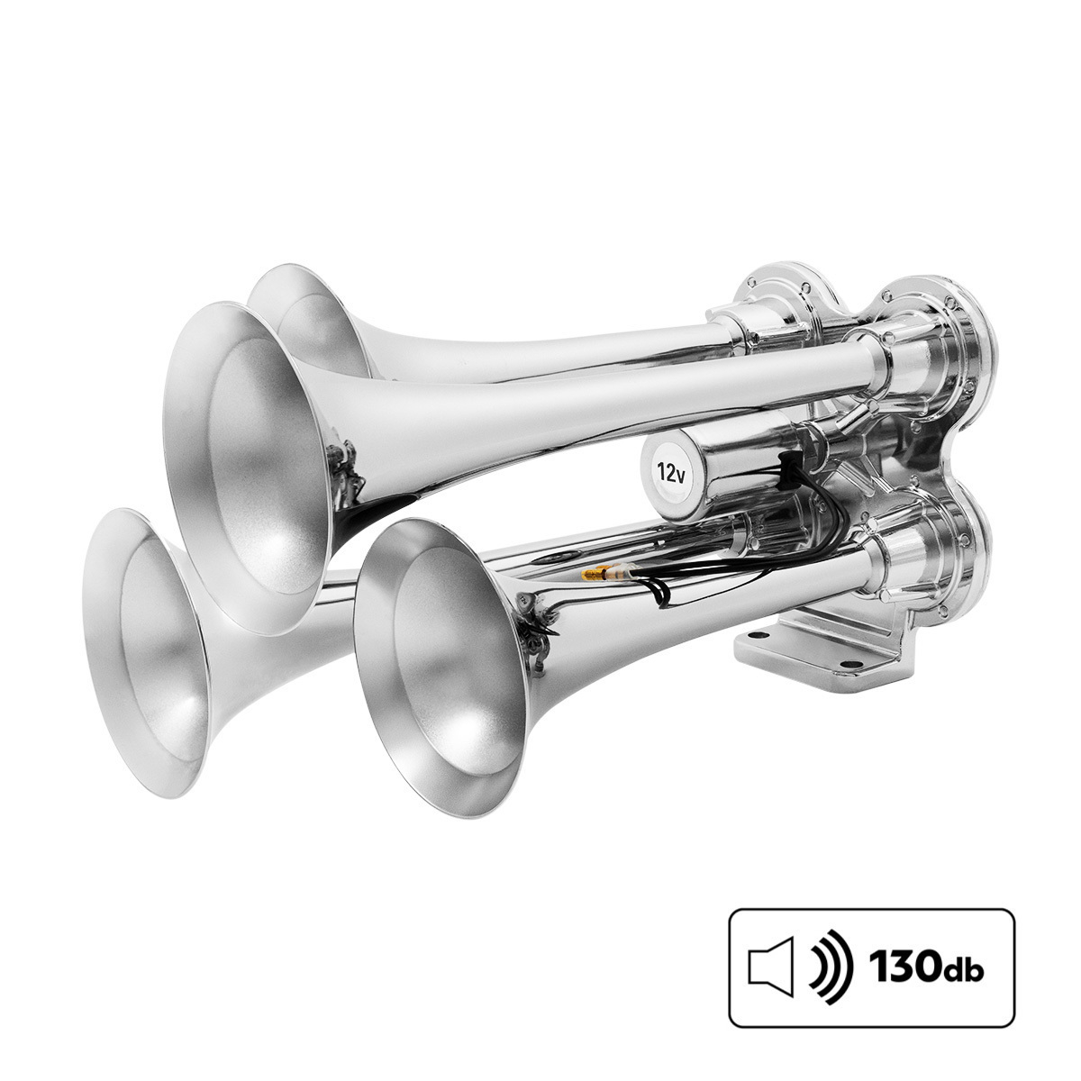 4 Trumpet Mini Train Horn-Chrome - Thumbnail 15
