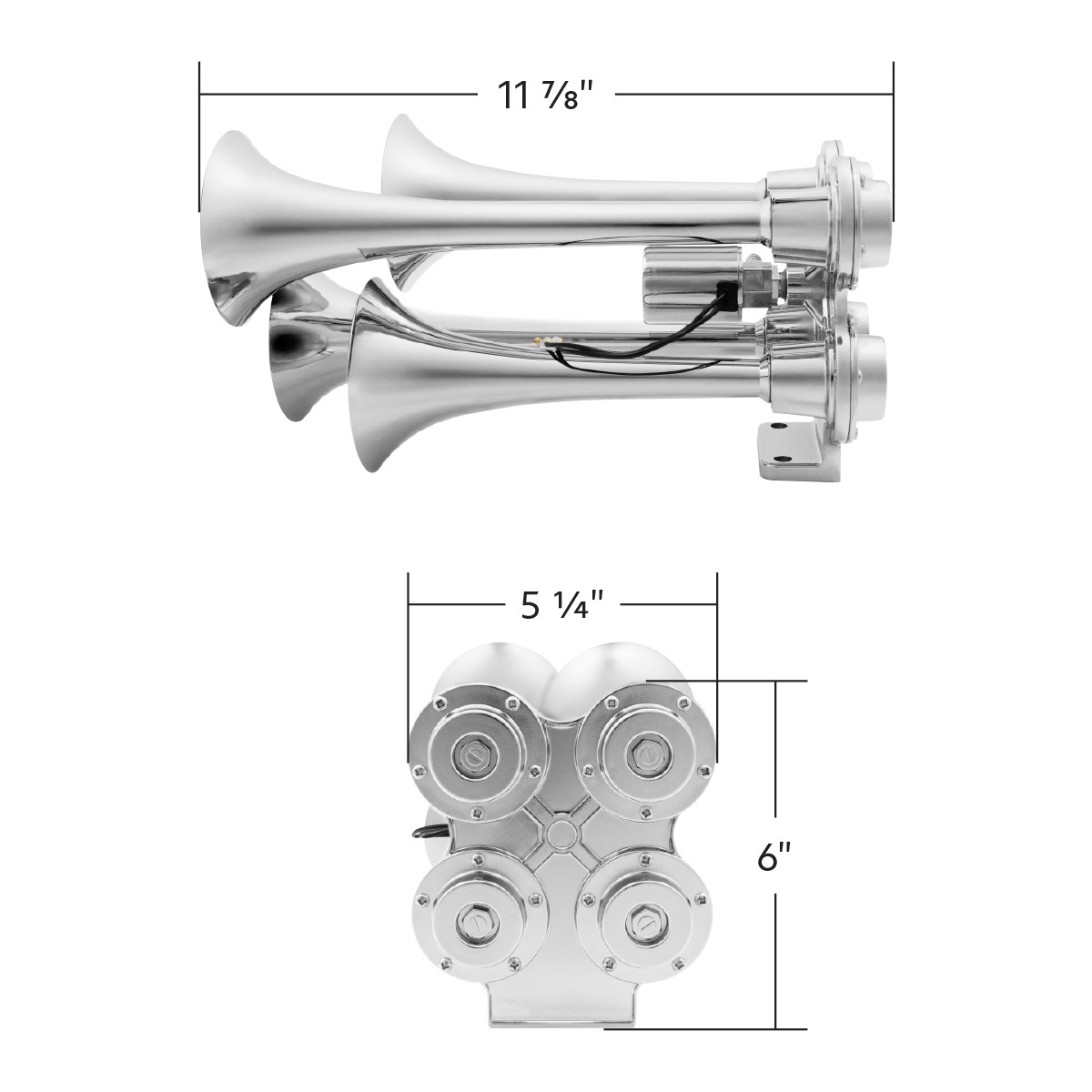 4 Trumpet Mini Train Horn-Chrome - Thumbnail 10