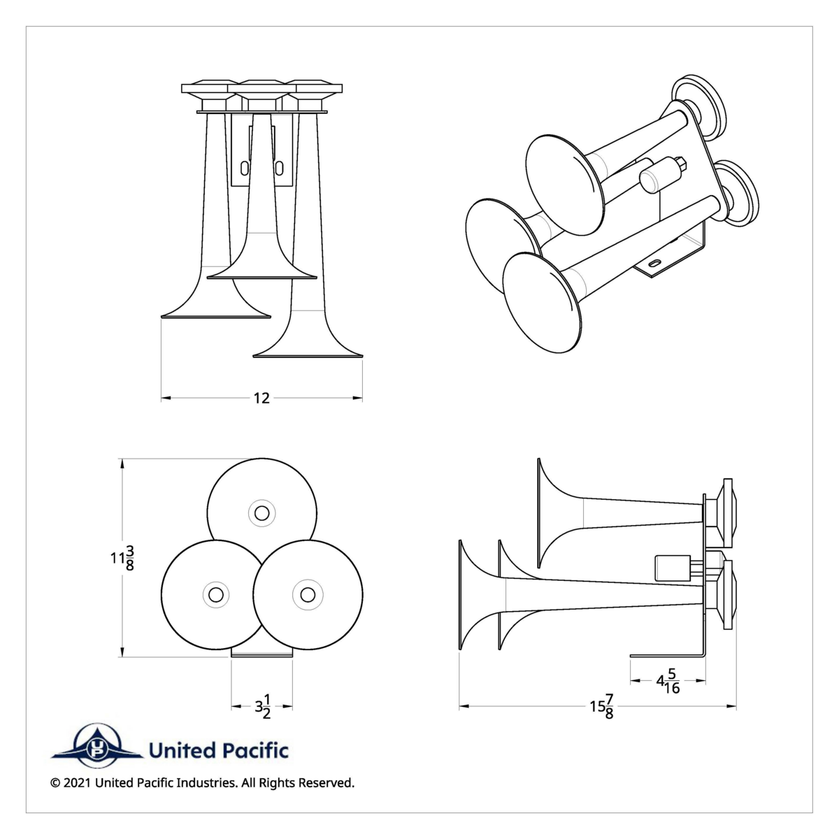 Chrome 3 Trumpets Train Horn - Thumbnail 5