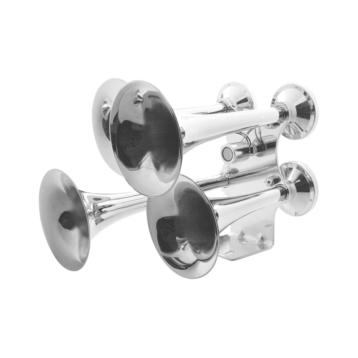 4 Trumpets Air Powered Chrome Train Horn - Thumbnail 4
