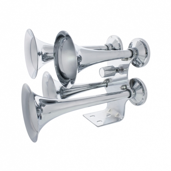 4 Trumpets Air Powered Chrome Train Horn - Competition Series